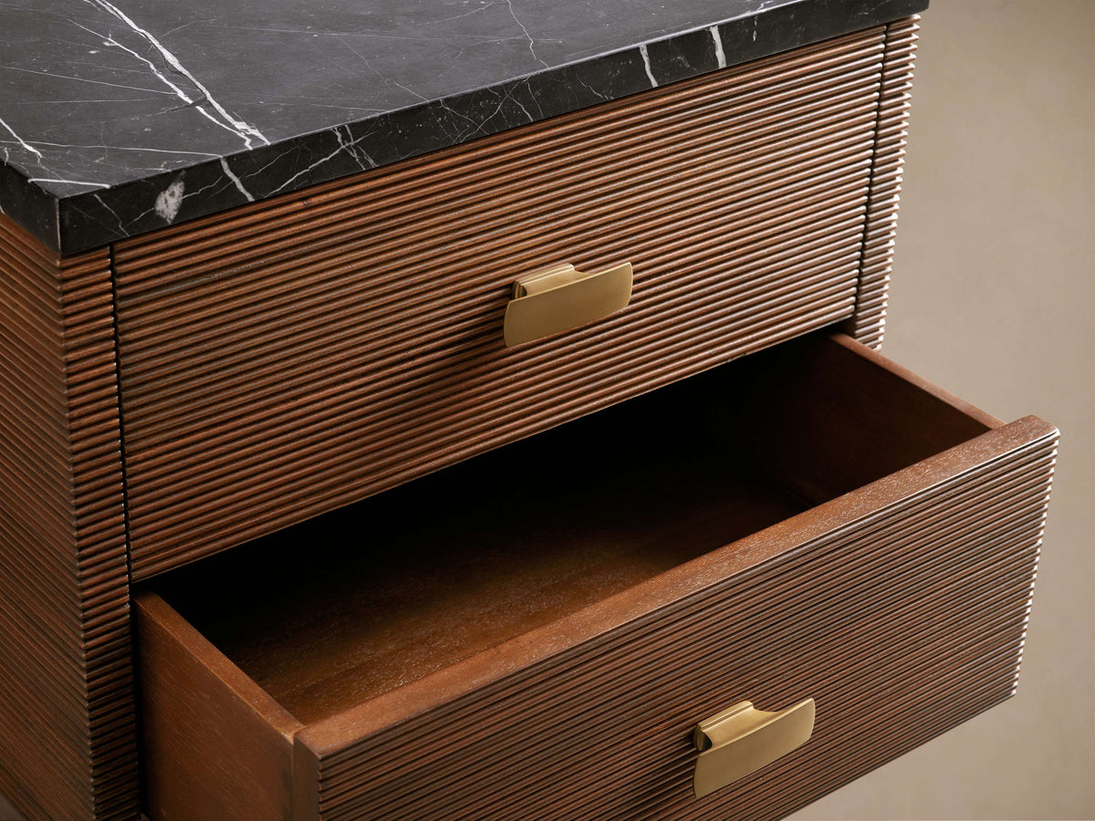 Giselle Mahogany Nightstand Wood Two-Drawer Chest Nightside Table Cabinet