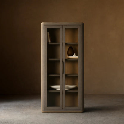 Harrow Tall Display Cabinets with Faux Shagreen Finish