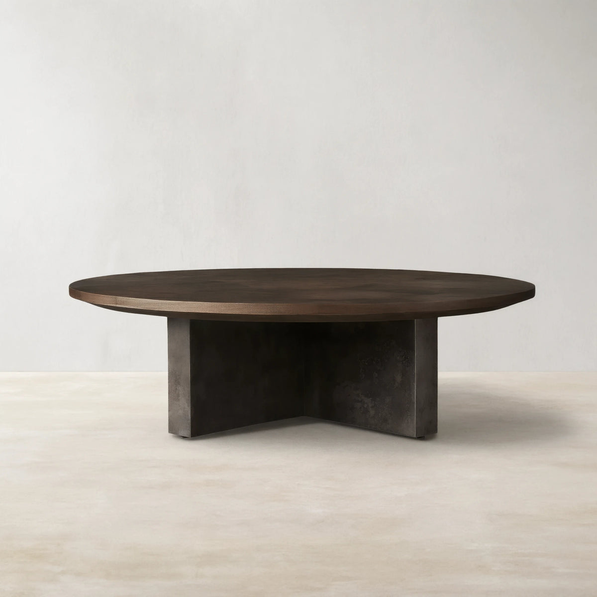 Pola Wood Round Coffee Table Wabi-Sabi Living Room Center Tea Table