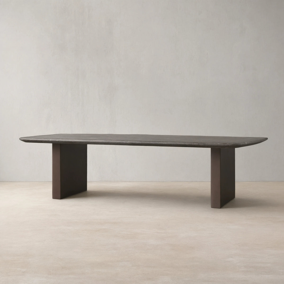 San Germani Espresso Stone Top Coffee Table 72" Center Tea Table with Clement Base
