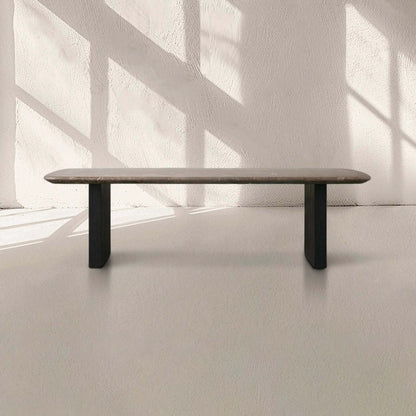 San Germani Espresso Stone Top Coffee Table 72" Center Tea Table with Clement Base
