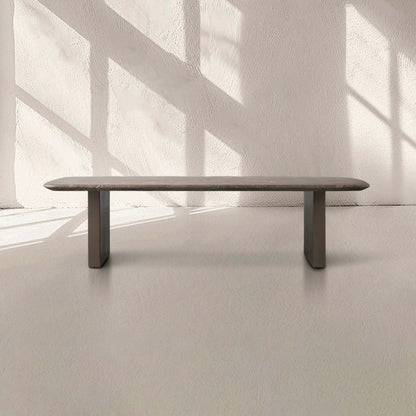San Germani Espresso Stone Top Coffee Table 72" Center Tea Table with Clement Base