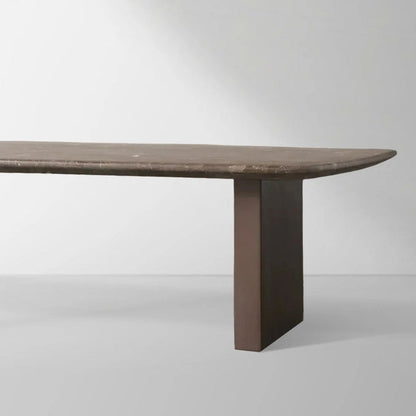 San Germani Espresso Stone Top Coffee Table 72" Center Tea Table with Clement Base