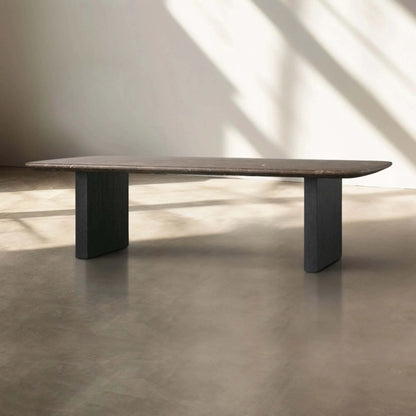 San Germani Espresso Stone Top Coffee Table 72" Center Tea Table with Clement Base