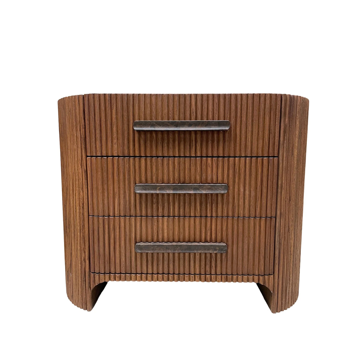 Astor Closed Wood Nightside table Nightstand Marble Top bedside Cabinet 3-Drawer Chest