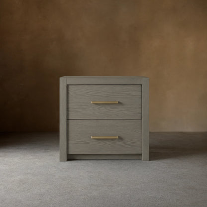 Bodhi Tall Nightstand Wood Night Side Cabinet Rustic Bedside Table Two-Drawer Chest