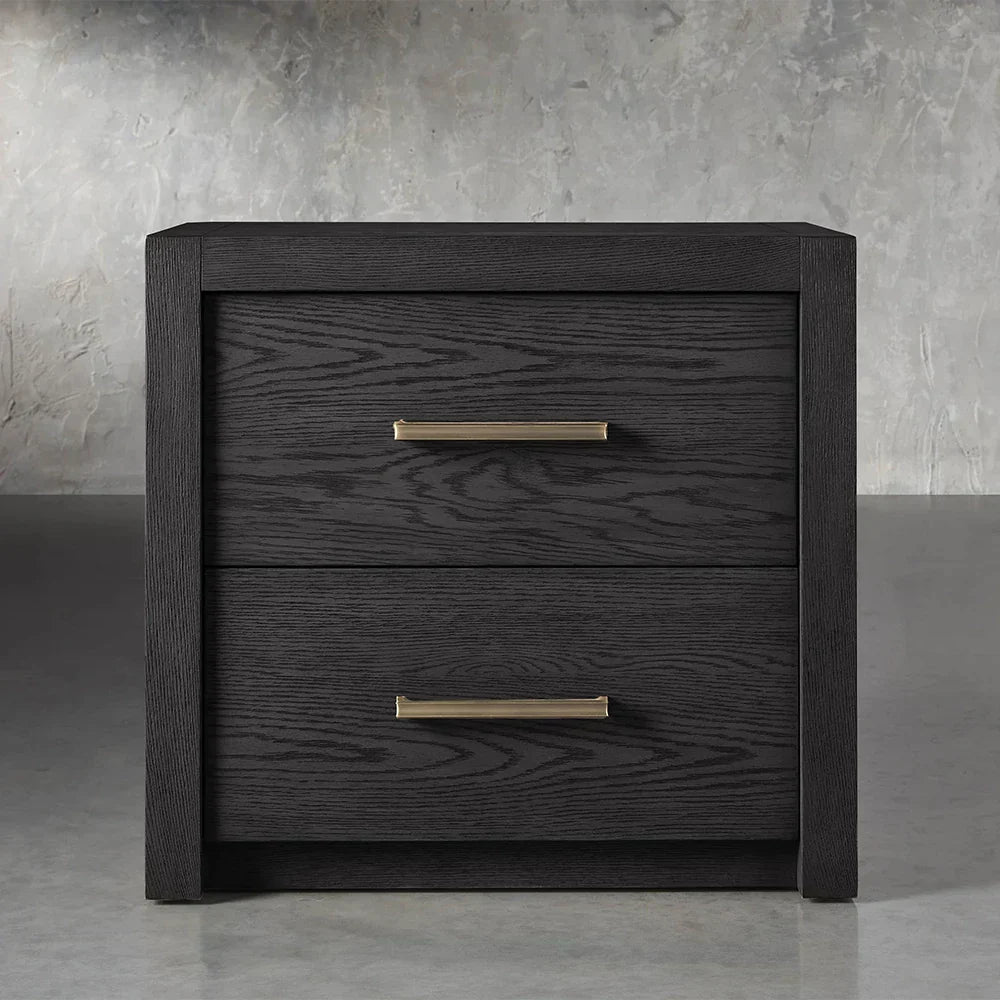 Bodhi Tall Nightstand Wood Night Side Cabinet Rustic Bedside Table Two-Drawer Chest