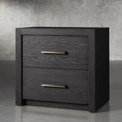 Bodhi Tall Nightstand Wood Night Side Cabinet Rustic Bedside Table Two-Drawer Chest