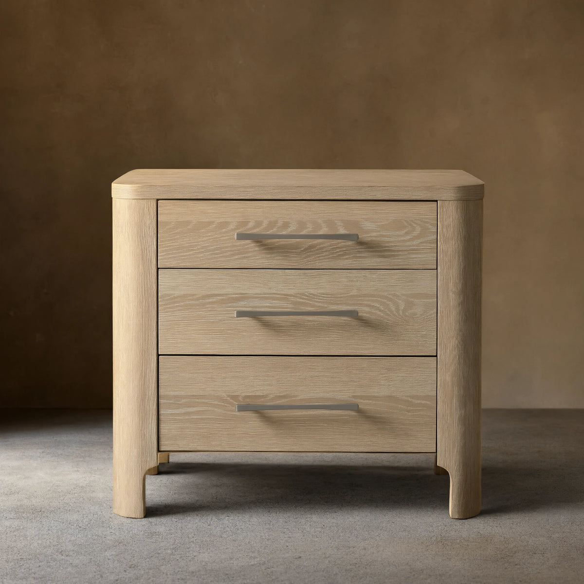 Calista Closed Oak Nightstand Two-Drawer Chest Wood Night Side Table Bedside
