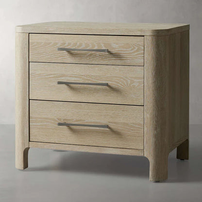 Calista Closed Oak Nightstand Two-Drawer Chest Wood Night Side Table Bedside