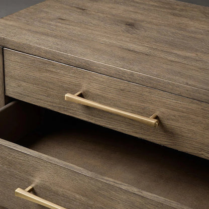 Calista Closed Oak Nightstand Two-Drawer Chest Wood Night Side Table Bedside