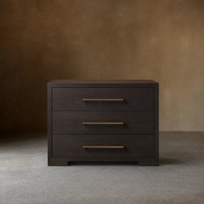 Darwyn Closed Nightstand Wood Bedside Table with Brass Handles Drawer