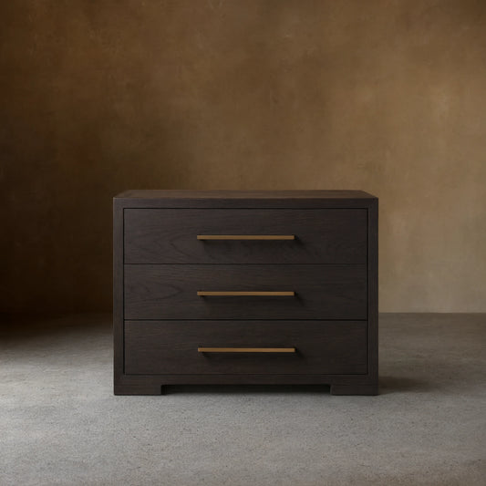 Darwyn Closed Nightstand Wood Bedside Table with Brass Handles Drawer