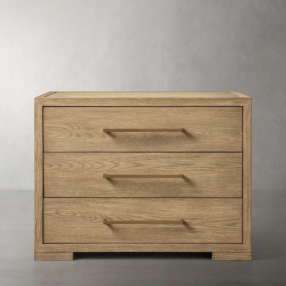 Darwyn Closed Nightstand Wood Bedside Table with Brass Handles Drawer