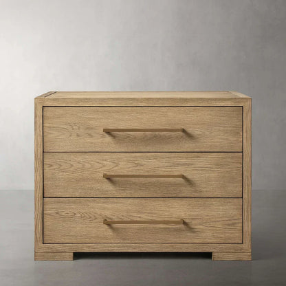 Darwyn Closed Nightstand Wood Bedside Table with Brass Handles Drawer