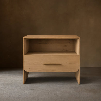 Felton Open Nightstand Oak Bedside Cabinet with Drawer & Shelf