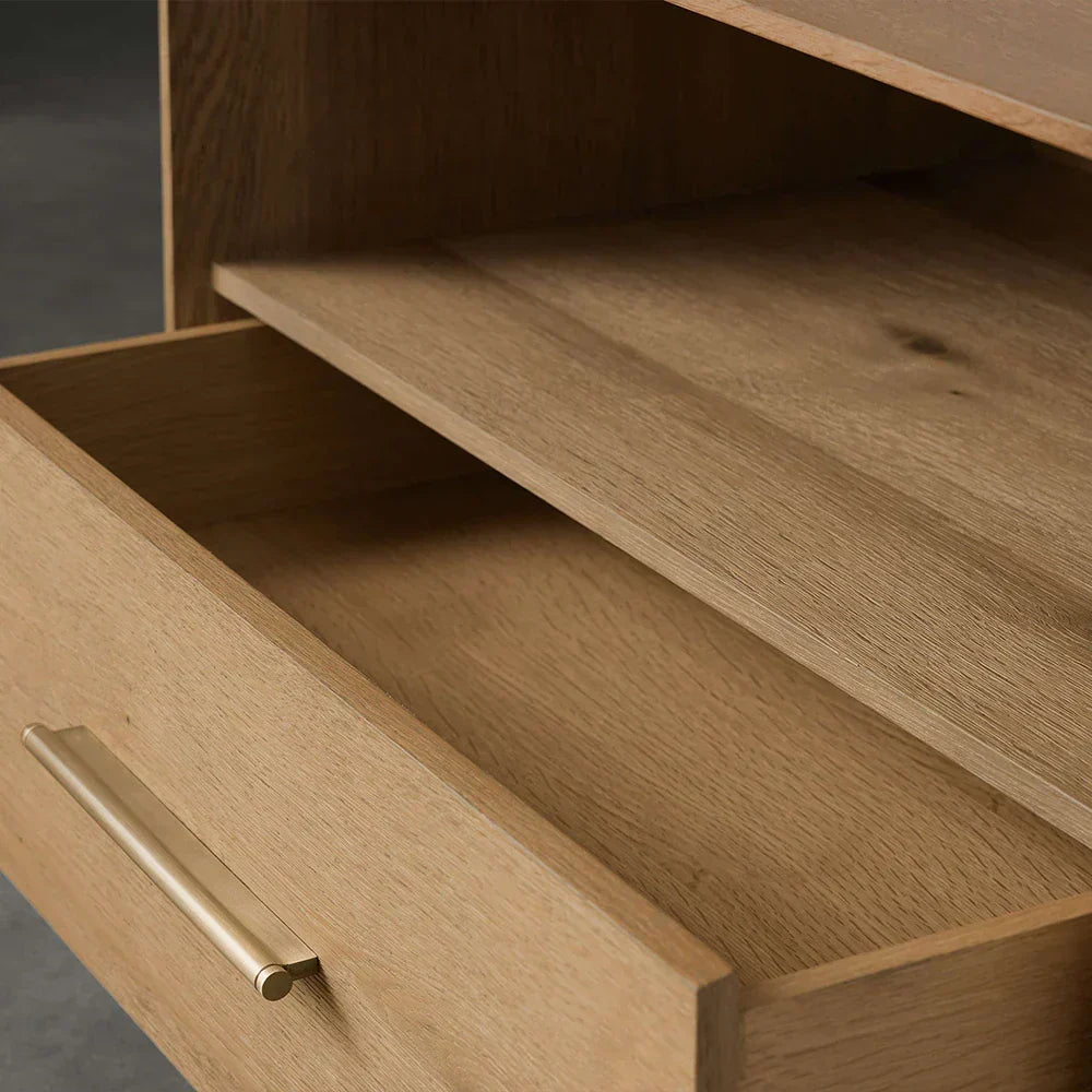Felton Open Nightstand Oak Bedside Cabinet with Drawer & Shelf