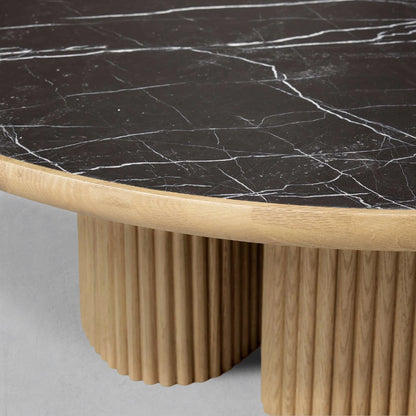 Aster Wood Round Coffee Table Contemporary Sofa Center Tea Table