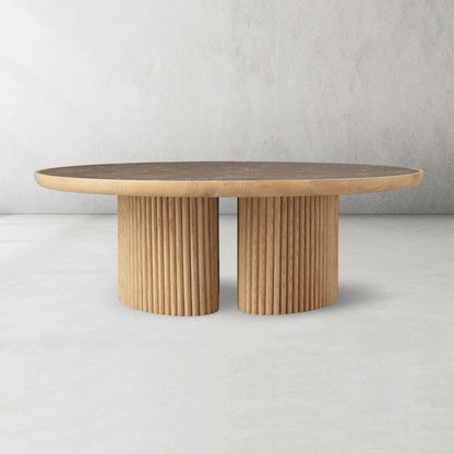 Aster Wood Round Coffee Table Contemporary Sofa Center Tea Table