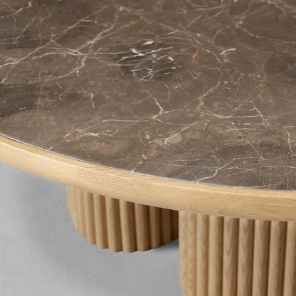 Aster Wood Round Coffee Table Contemporary Sofa Center Tea Table