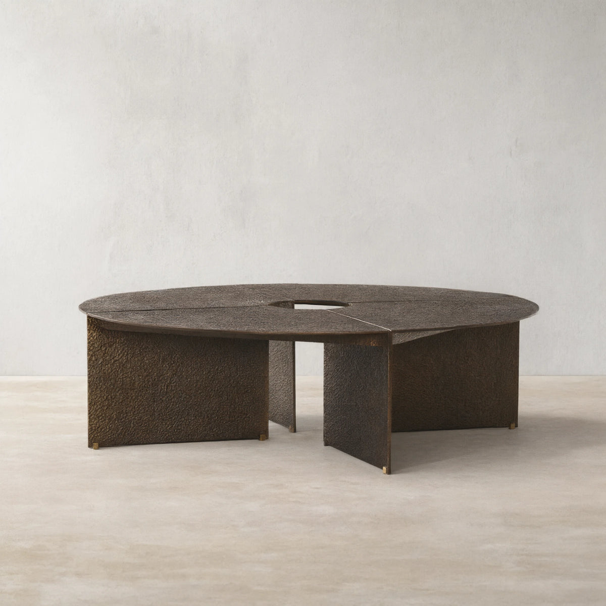 Bowie Hammered Cast Coffee Table Aluminum Sofa Center Tea Table in Antiqued Bronze