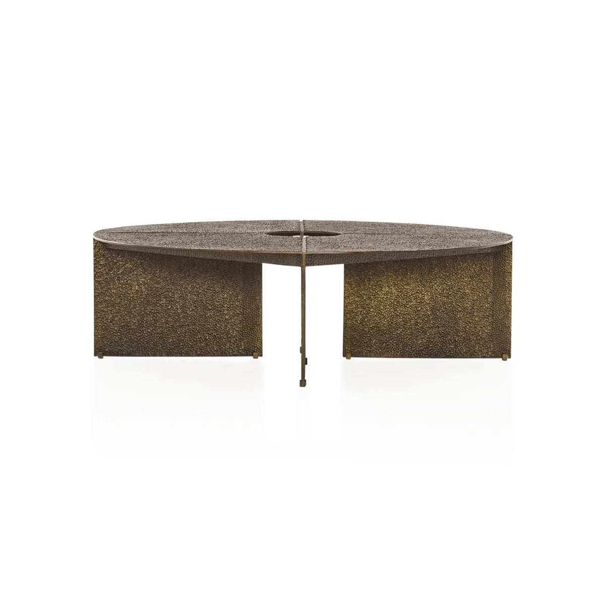 Bowie Hammered Cast Coffee Table Aluminum Sofa Center Tea Table in Antiqued Bronze