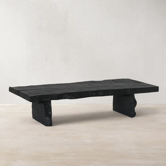 Nobu Wood Rectangular Coffee Table Sofa Center Tea Table Burnt Noir Finish