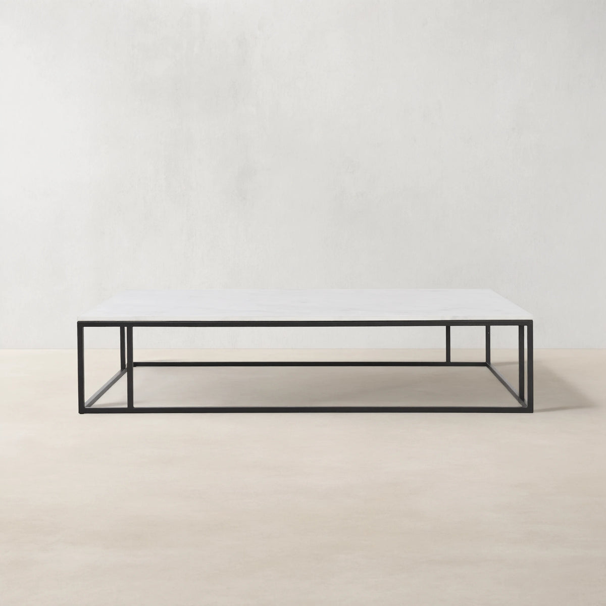 Nomad Rectangular White Marble Coffee Table Living Room Center Tea Table With Steel Base
