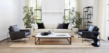 Nomad Rectangular White Marble Coffee Table Living Room Center Tea Table With Steel Base