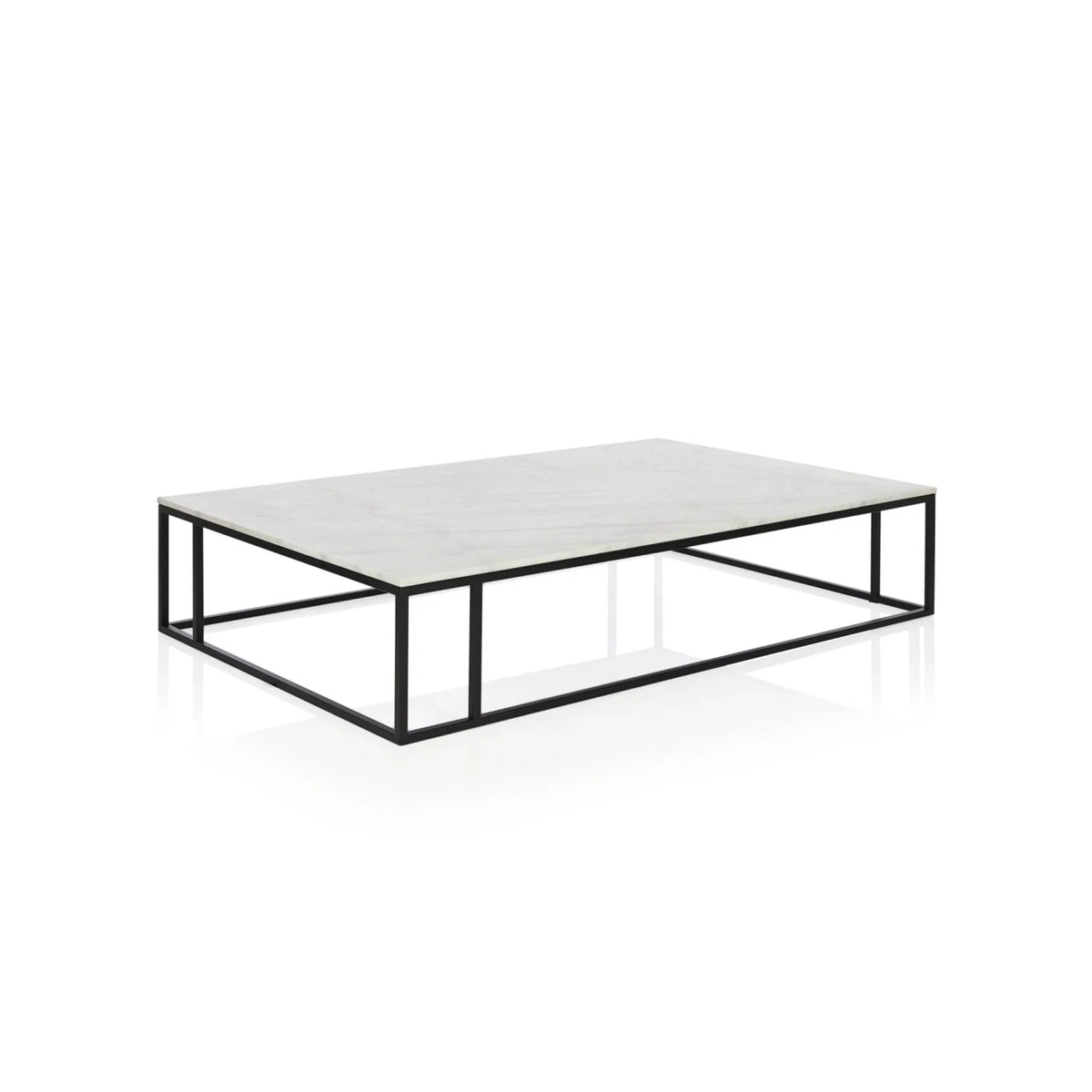 Nomad Rectangular White Marble Coffee Table Living Room Center Tea Table With Steel Base
