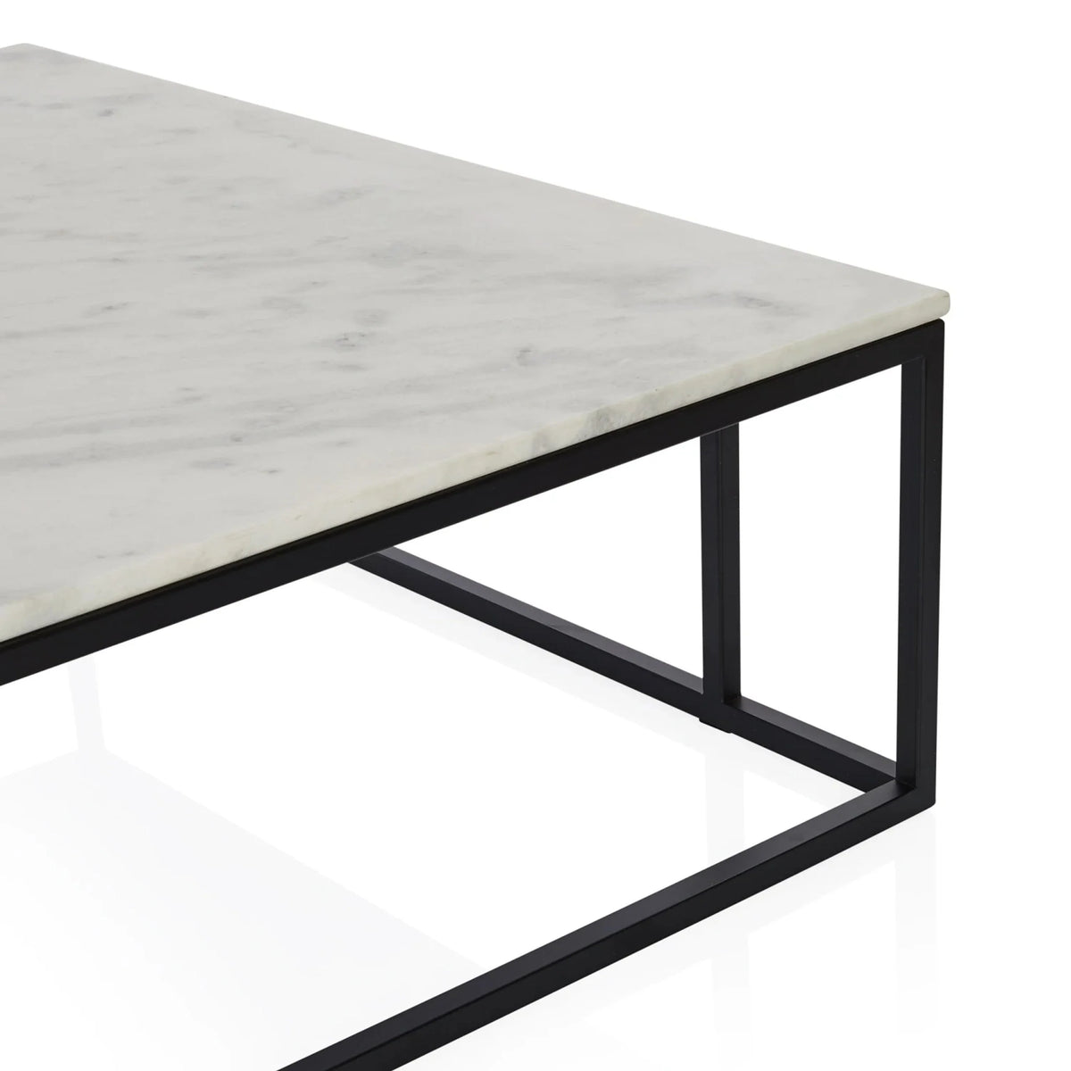 Nomad Rectangular White Marble Coffee Table Living Room Center Tea Table With Steel Base