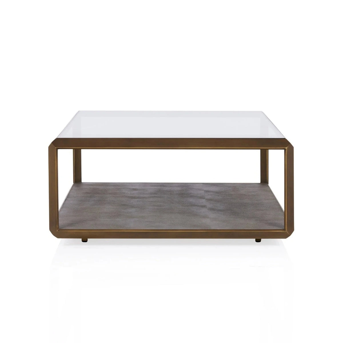 Max Rectangular Glass Coffee Table Faux Shagreen Living Room Center Tea Table