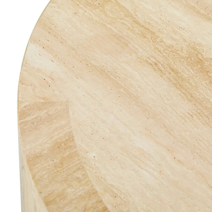 Veneta Round Carrara Marble Coffee Table Living Room Wood Center Tea Table
