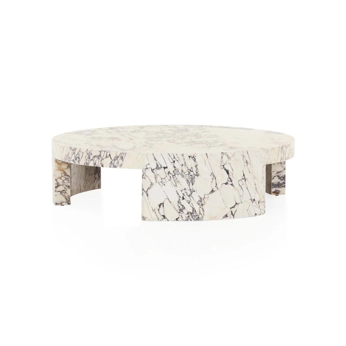Veneta Round Carrara Marble Coffee Table Living Room Wood Center Tea Table