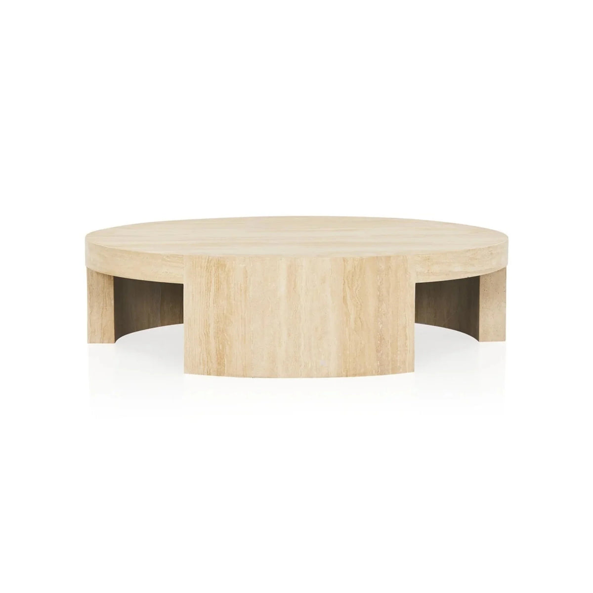 Veneta Round Carrara Marble Coffee Table Living Room Wood Center Tea Table