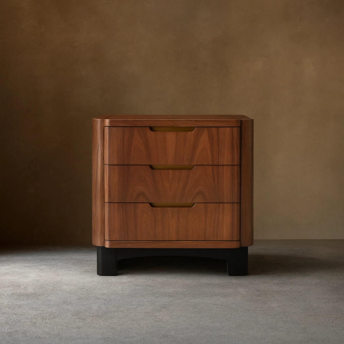 Fitzgerald Closed Nightstand in Santos Wood Three drawers chest Nightside Table