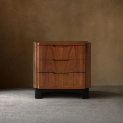 Fitzgerald Closed Nightstand in Santos Wood Three drawers chest Nightside Table
