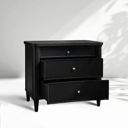 Henley Nightstand Solid Mahogany Nightside Tables With Three Drawers