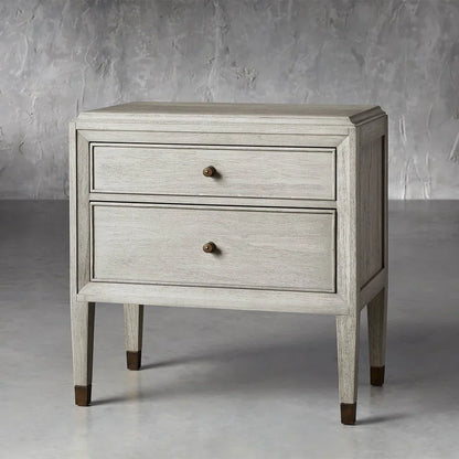 Lenox Wood Nightstand French Antique Bedside table With Two Drawers Chest