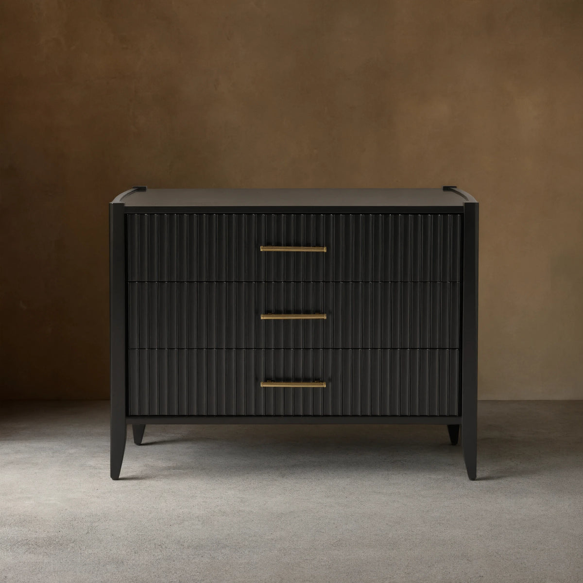 Louis 3-Drawer Fluted Nightstand Wood Bedside Storage Cabinet