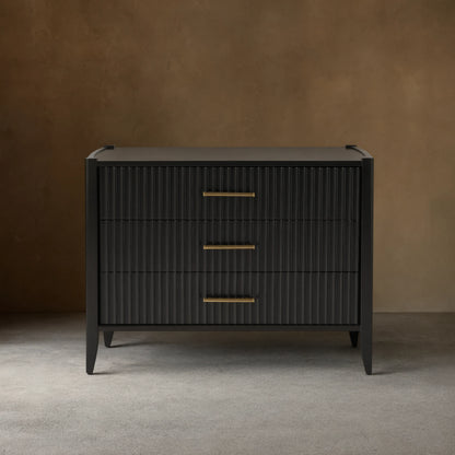 Louis 3-Drawer Fluted Nightstand Wood Bedside Storage Cabinet
