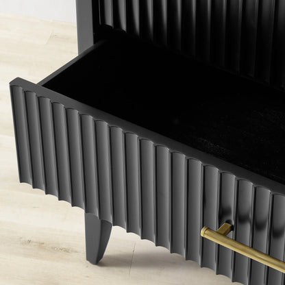 Louis 3-Drawer Fluted Nightstand Wood Bedside Storage Cabinet