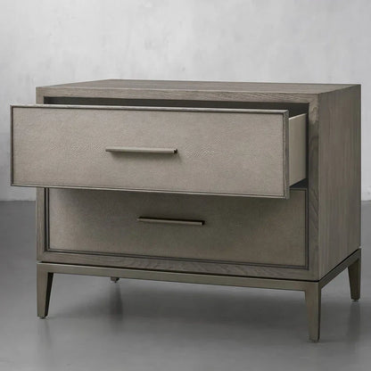Malone Wood Nightstand Bedside Drawers Chest Table with Leather Insets