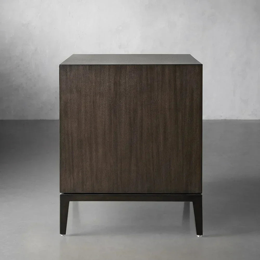 Malone Wood Nightstand Bedside Drawers Chest Table with Leather Insets