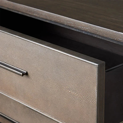 Malone Wood Nightstand Bedside Drawers Chest Table with Leather Insets