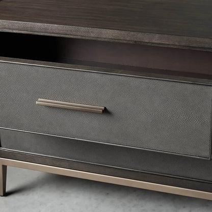 Malone Wood Nightstand Bedside Drawers Chest Table with Leather Insets