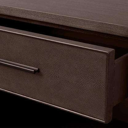 Malone Solid Wood Open Nightstand Shagreen Leather Bedside table With Drawers