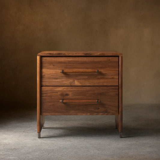 Miller Closed Nightstand Solid Walnut Nightside Table with Drawers