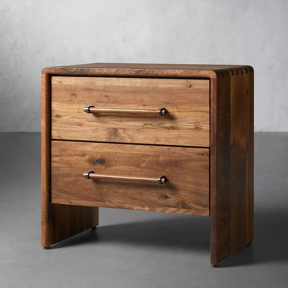 Miller Closed Nightstand Solid Walnut Nightside Table with Drawers