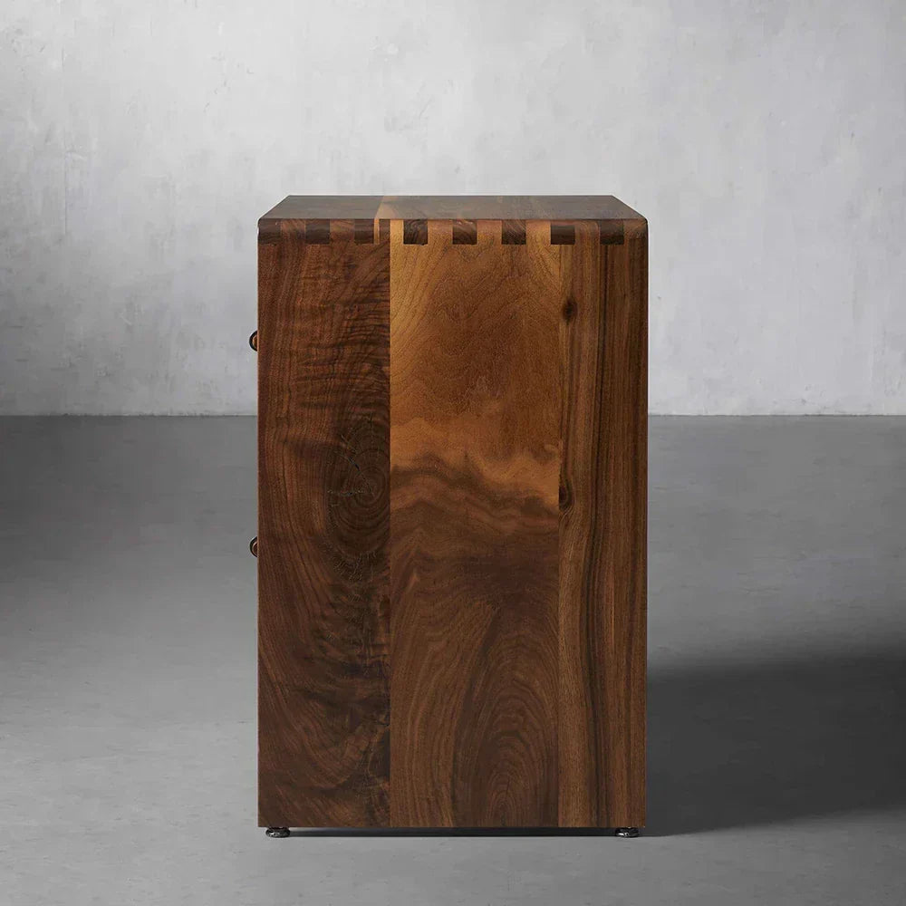 Miller Closed Nightstand Solid Walnut Nightside Table with Drawers